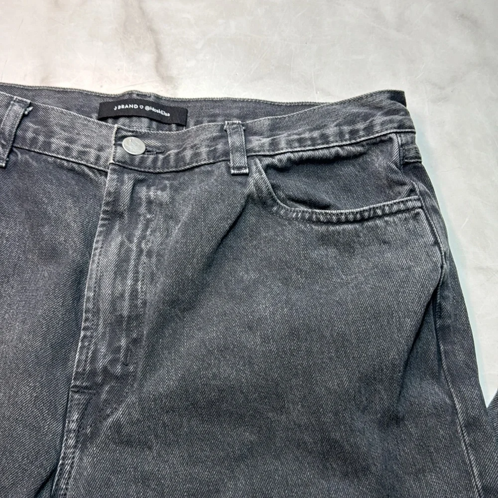 J Brand X Elsa Hosk Elsa Sunday Straight Jean in Faded Black - Picture 3 of 8